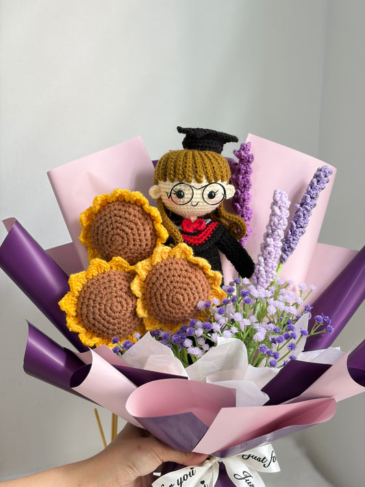 💜 Lavender Graduation Bouquet | Purple Theme 🎓 (20cm Doll)