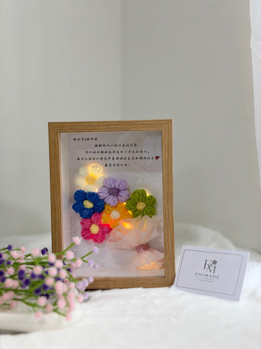 Stand Alone Puff Flower Frame | Mini Single Bouquet 🌸 (7 Inches)