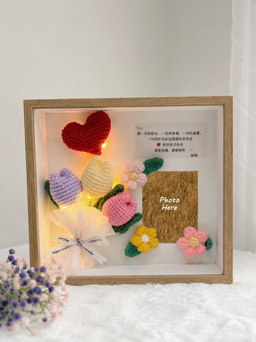 Best Friend Forever Photo Frame | Mini Tulip Bouquet 🌷 (9 Inches)