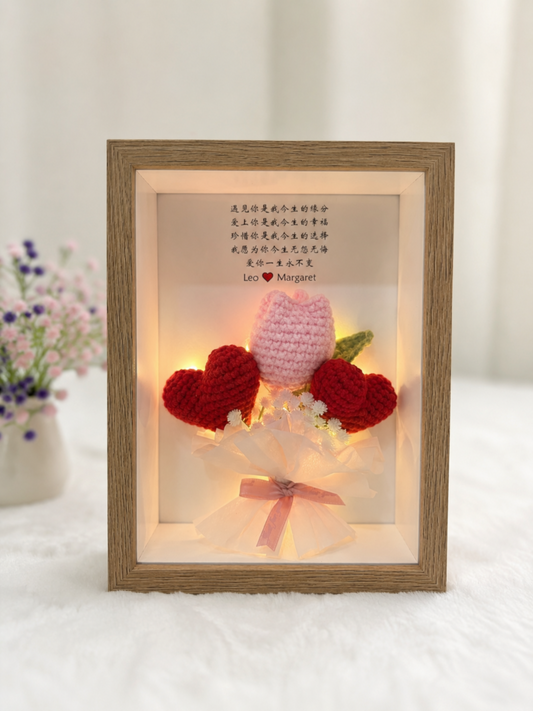 Tulip Heart Frame | Mini Bouquet of Hearts ❤️ (7 Inches)