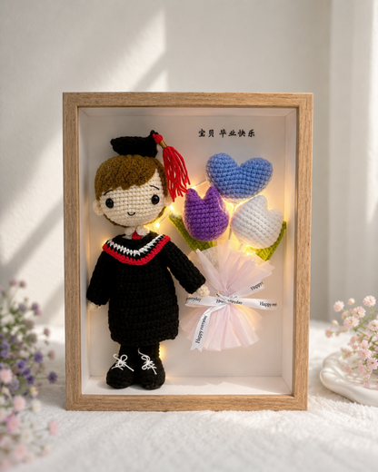 Tulip Heart Graduation Frame | Mini Bouquet 🎓 (Big Doll) (A4 size)