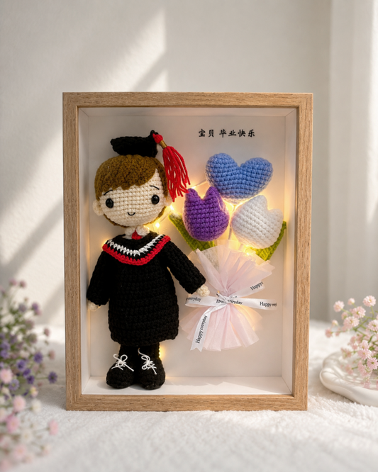 Tulip Heart Graduation Frame | Mini Bouquet 🎓 (Big Doll) (A4 size)