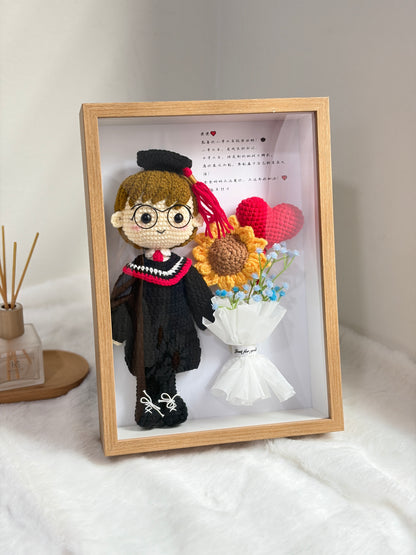 Sunflower Heart Graduation Frame | Mini Bouquet 🎓 (20cm Doll) (A4 size)