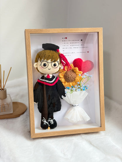 Sunflower Heart Graduation Frame | Mini Bouquet 🎓 (20cm Doll) (A4 size)
