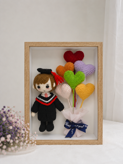 Heart Balloon Graduation Frame | Mini Bouquet 🎓 (Big Doll) (A4 size)