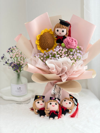 Soft Pink Graduation Bouquet | Sunflower Rose 🎓🌹