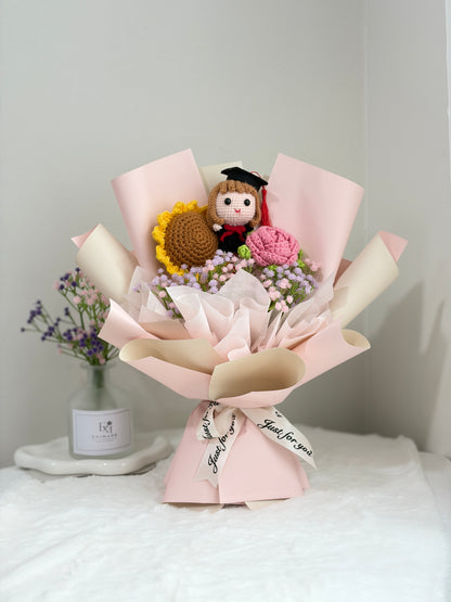 Soft Pink Graduation Bouquet | Sunflower Rose 🎓🌹