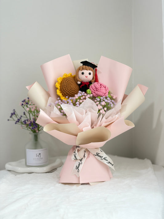 Soft Pink Graduation Bouquet | Sunflower Rose 🎓🌹