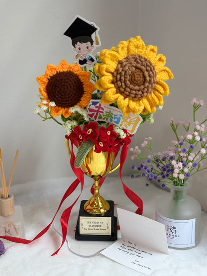 Graduation Trophy Bouquet | Sunshine Sunflowers 🌻🎓🏆