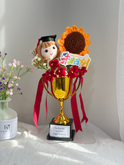 Graduation Trophy Bouquet | Sunflower Pop 🌻🎓🏆