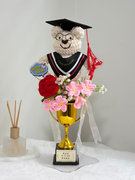 Graduation Trophy Bouquet | Smiling Bear - 2nd Edition 🐻🎓🏆