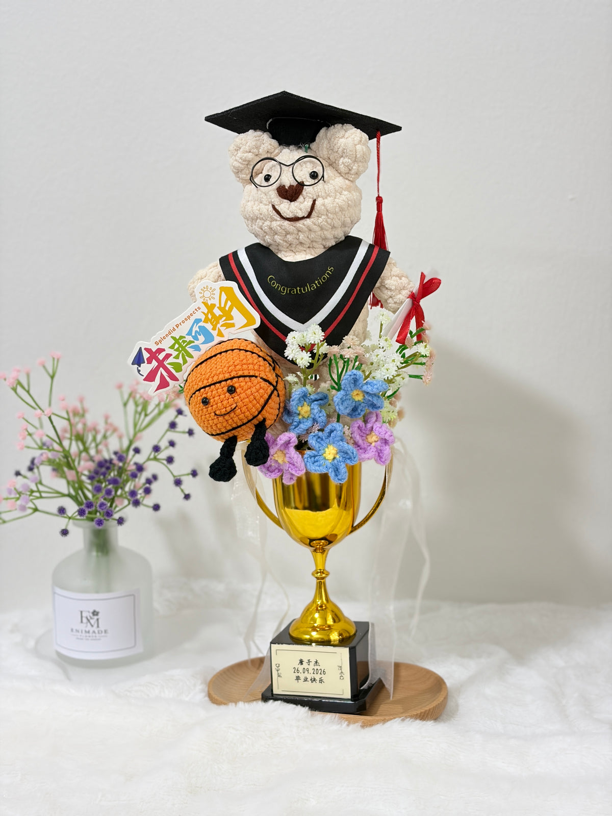 Graduation Trophy Bouquet | Basketball Smiling Bear | Shoot For Future 🐻🎓🏆