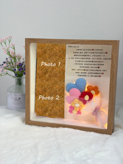 Flower Heart Puff Bouquet Photo Frame | Appreciation (9 Inches) 🌷❤️