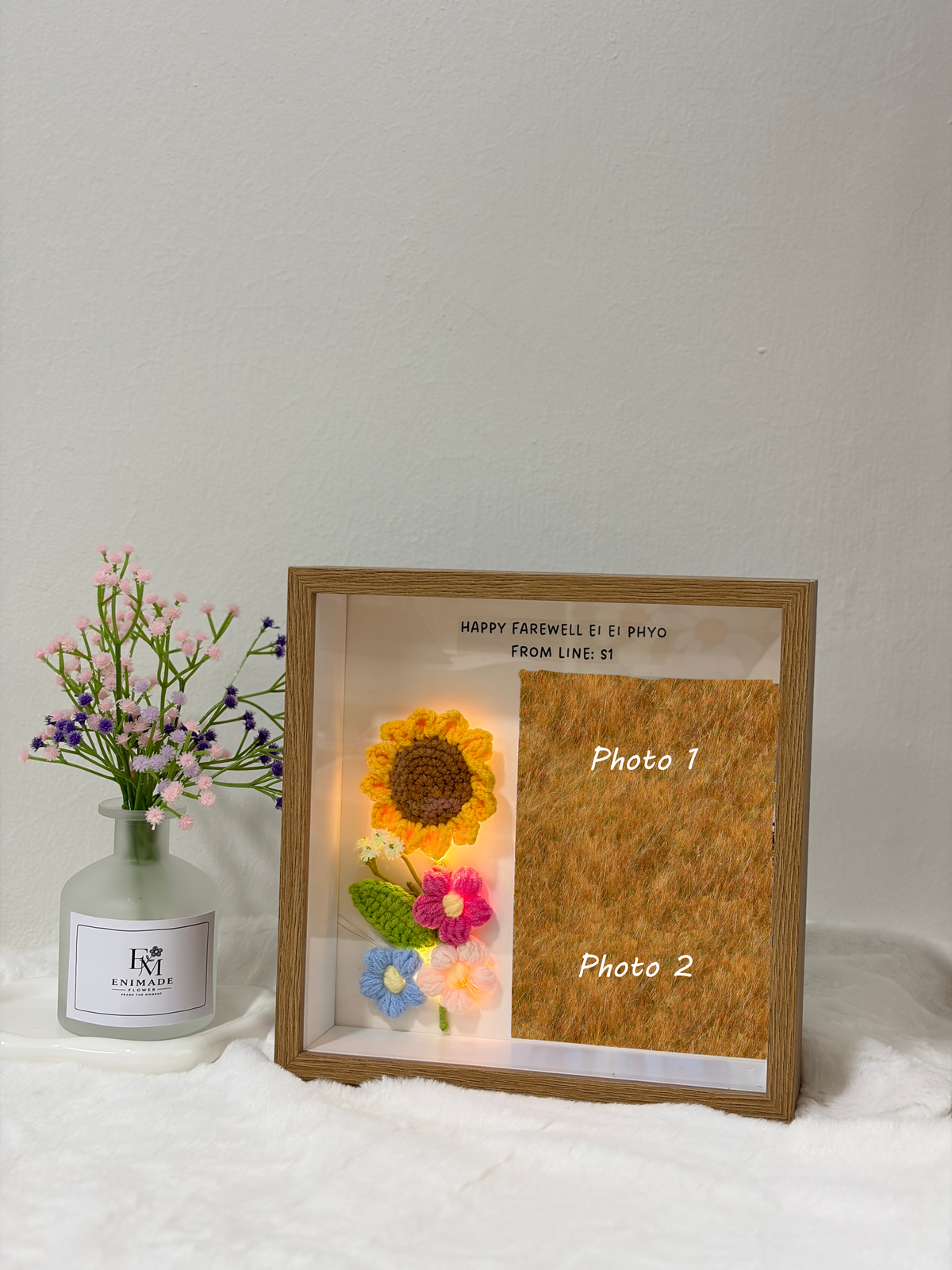 Sunflower Puff Double Photo Frame (9 Inches) 🌻