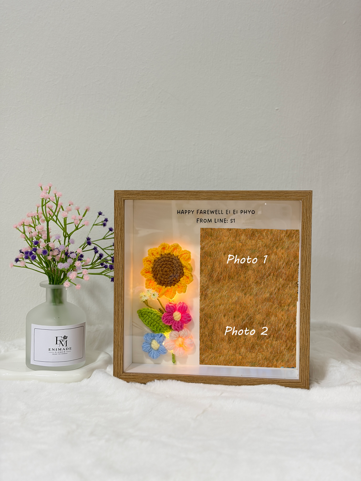 Sunflower Puff Double Photo Frame (9 Inches) 🌻