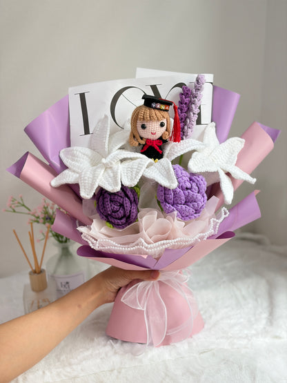 Rose and Lily Graduation Bouquet | Purple Theme 🎓