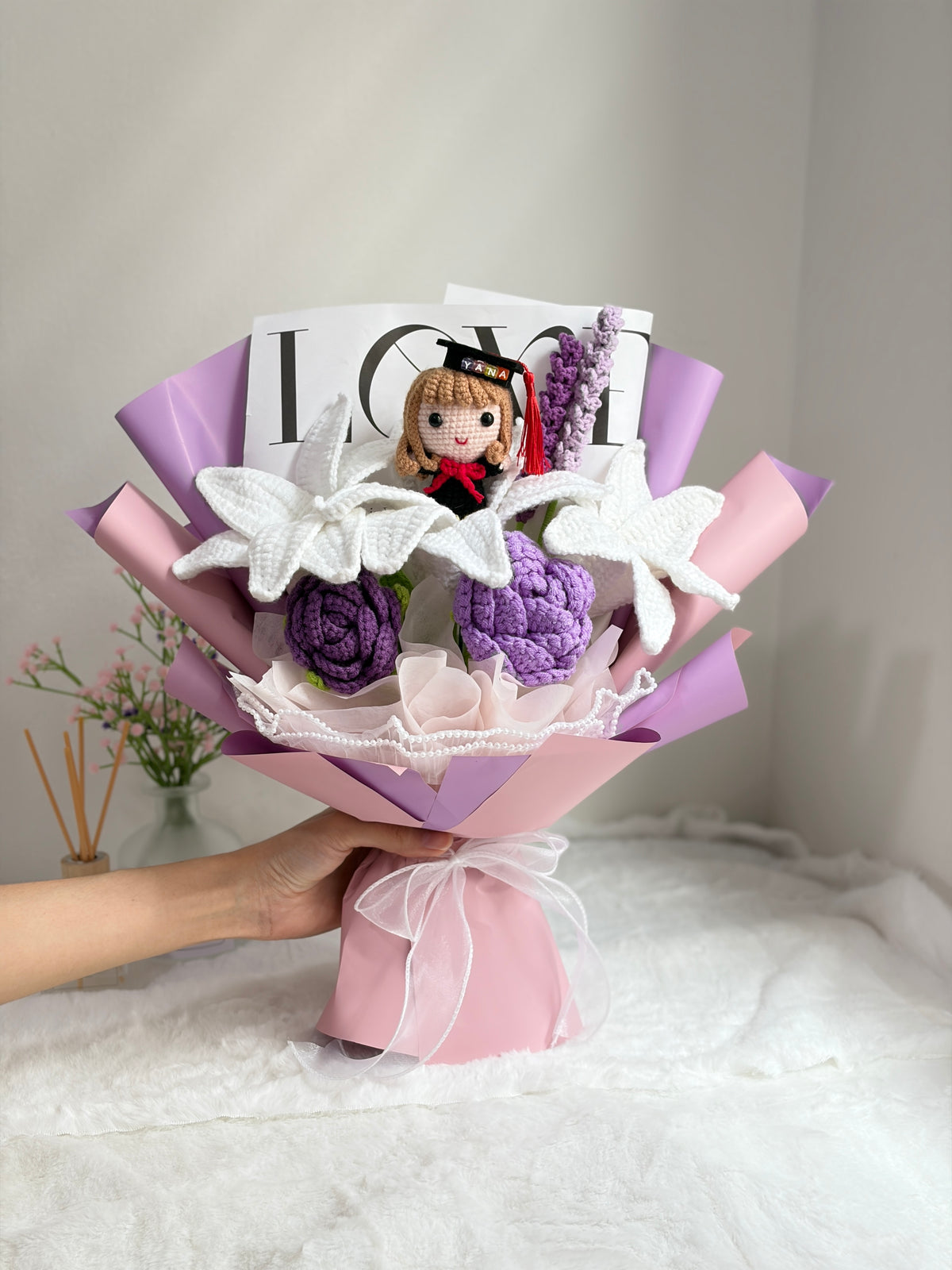 Rose and Lily Graduation Bouquet | Purple Theme 🎓
