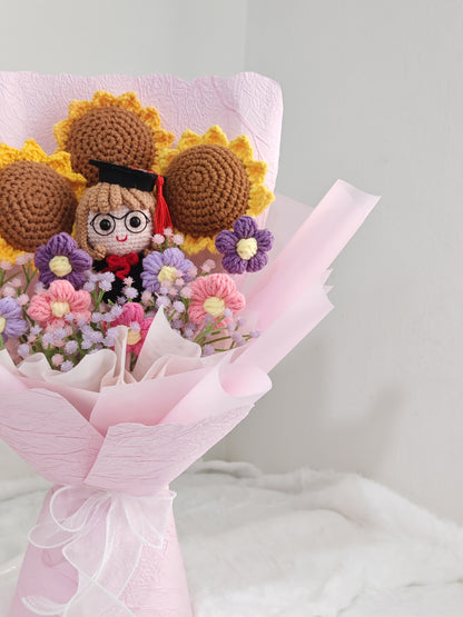 Pinky Graduation Bouquet | Sunflower Puff 🎓