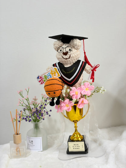 Graduation Trophy Bouquet | Basketball Smiling Bear | Shoot For Future 🐻🎓🏆 - 2nd Edition