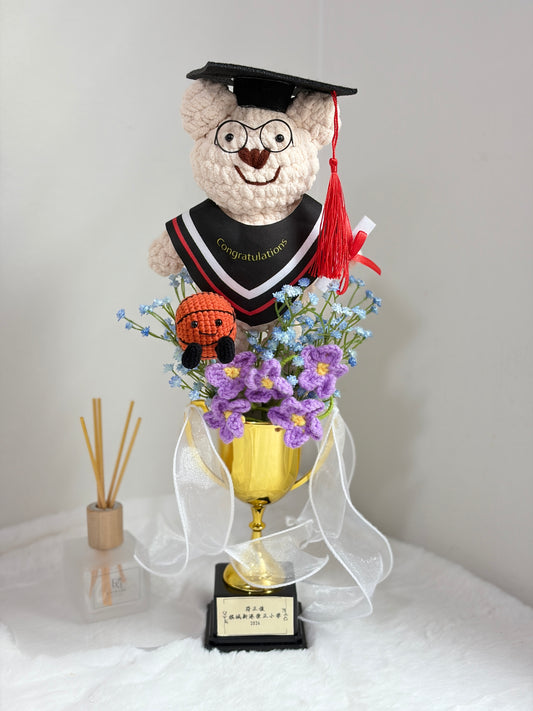 Graduation Trophy Bouquet | Basketball Smiling Bear | Shoot For Future 🐻🎓🏆 - 2nd Edition