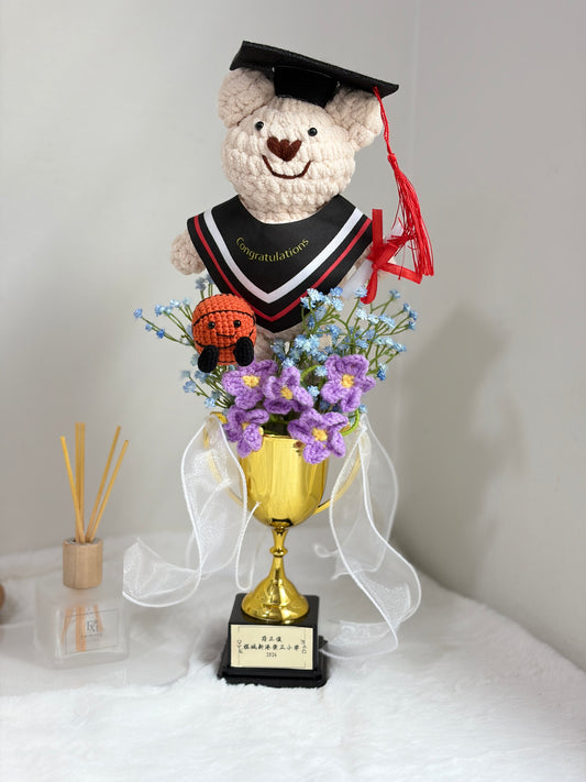 Graduation Trophy Bouquet | Basketball Smiling Bear | Shoot For Future 🐻🎓🏆 - 2nd Edition