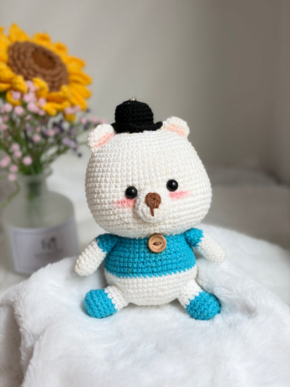 [CLEAR STOCK] Blue Bear with Hat Keychain 🧸