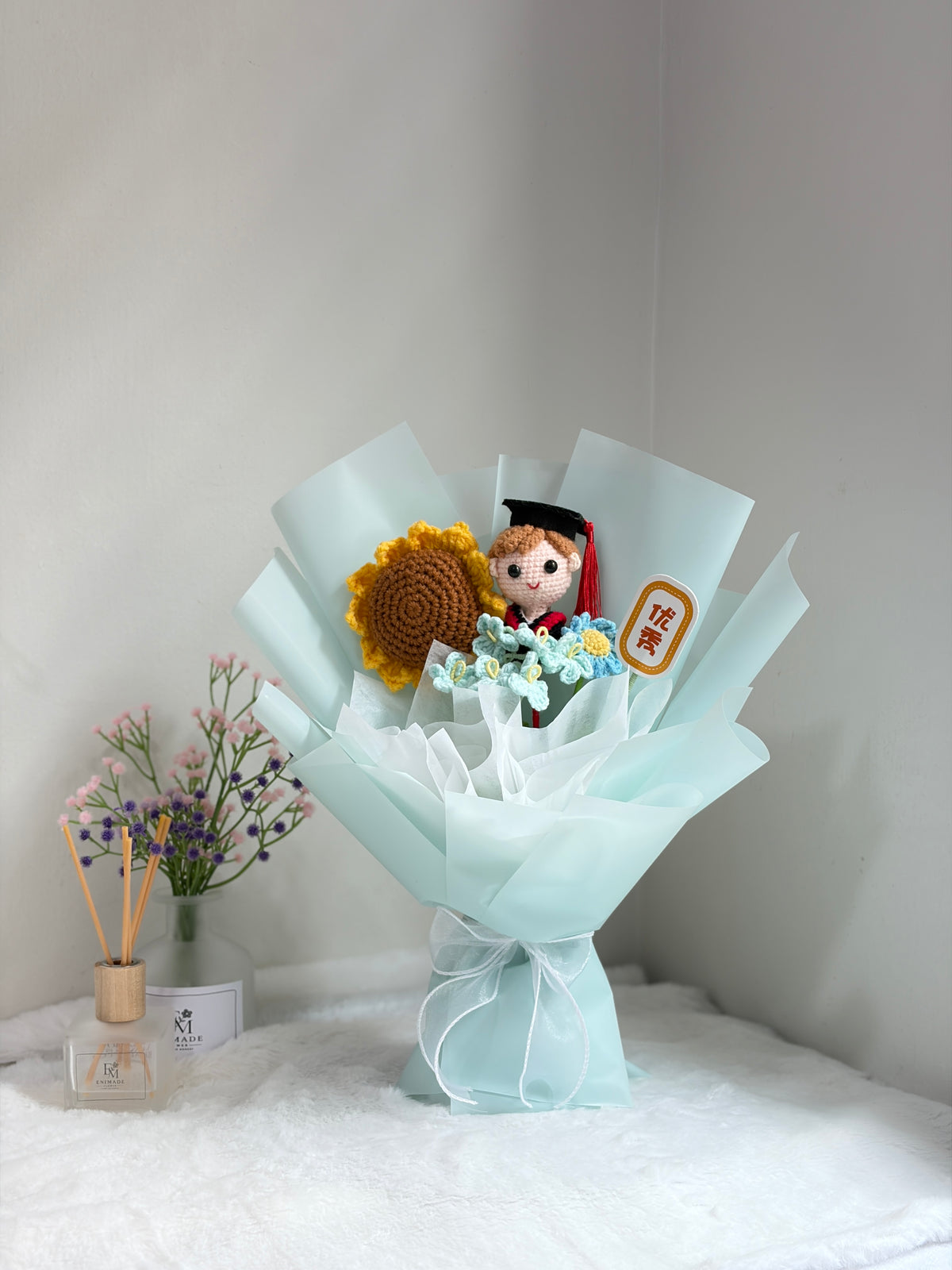 Soft Blue Graduation Bouquet | Best Wishes 🎓