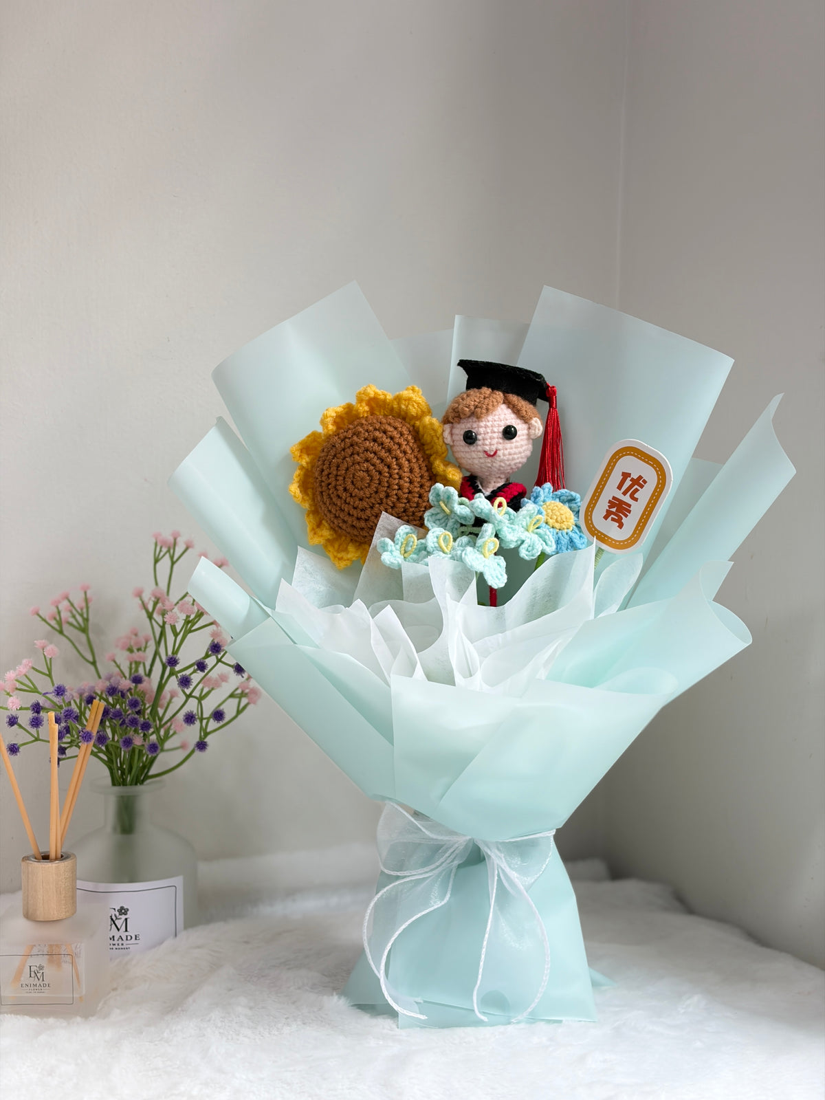 Soft Blue Graduation Bouquet | Best Wishes 🎓