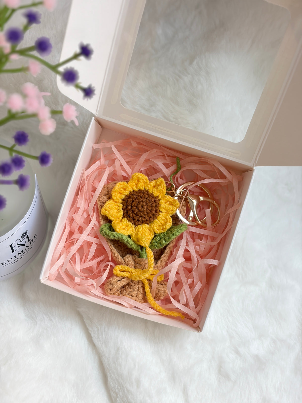 Standalone Mini Bouquet Keychain | Sunflower | Carnation | Rose