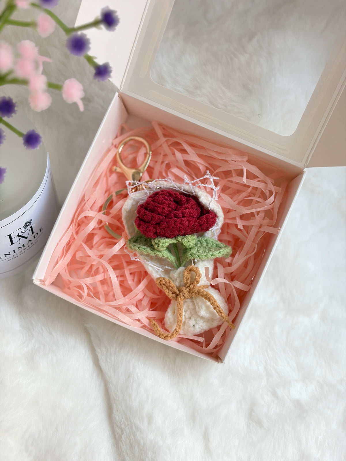 Standalone Mini Bouquet Keychain | Sunflower | Carnation | Rose