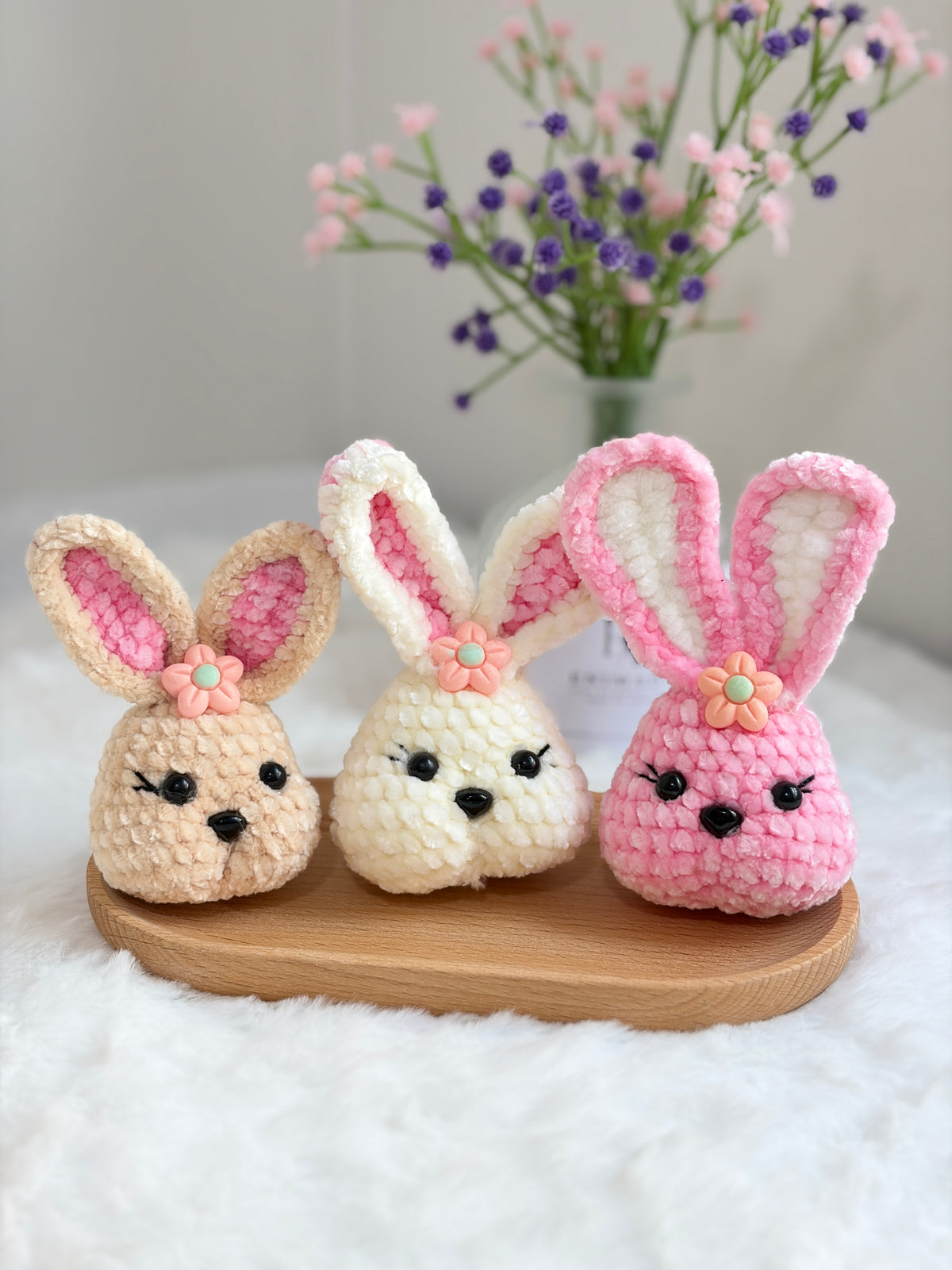 Chubby Bunny Keychain | Chenille Yarn 🐰