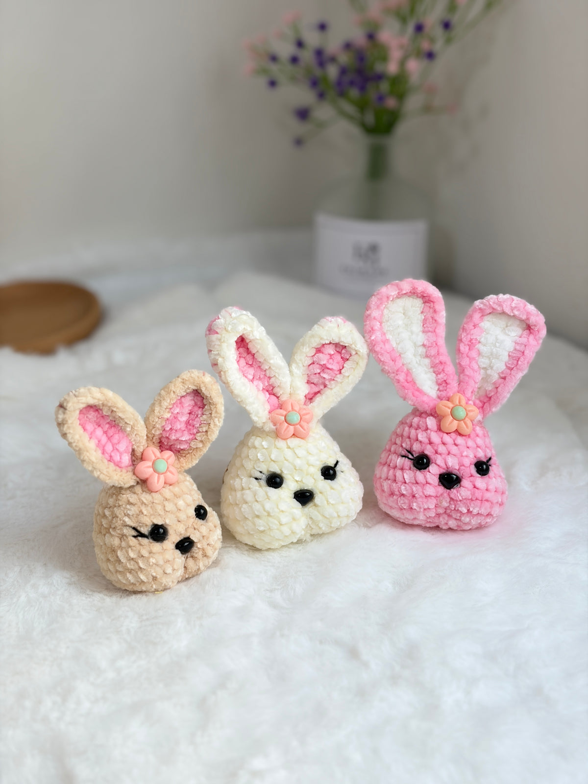 Chubby Bunny Keychain | Chenille Yarn 🐰