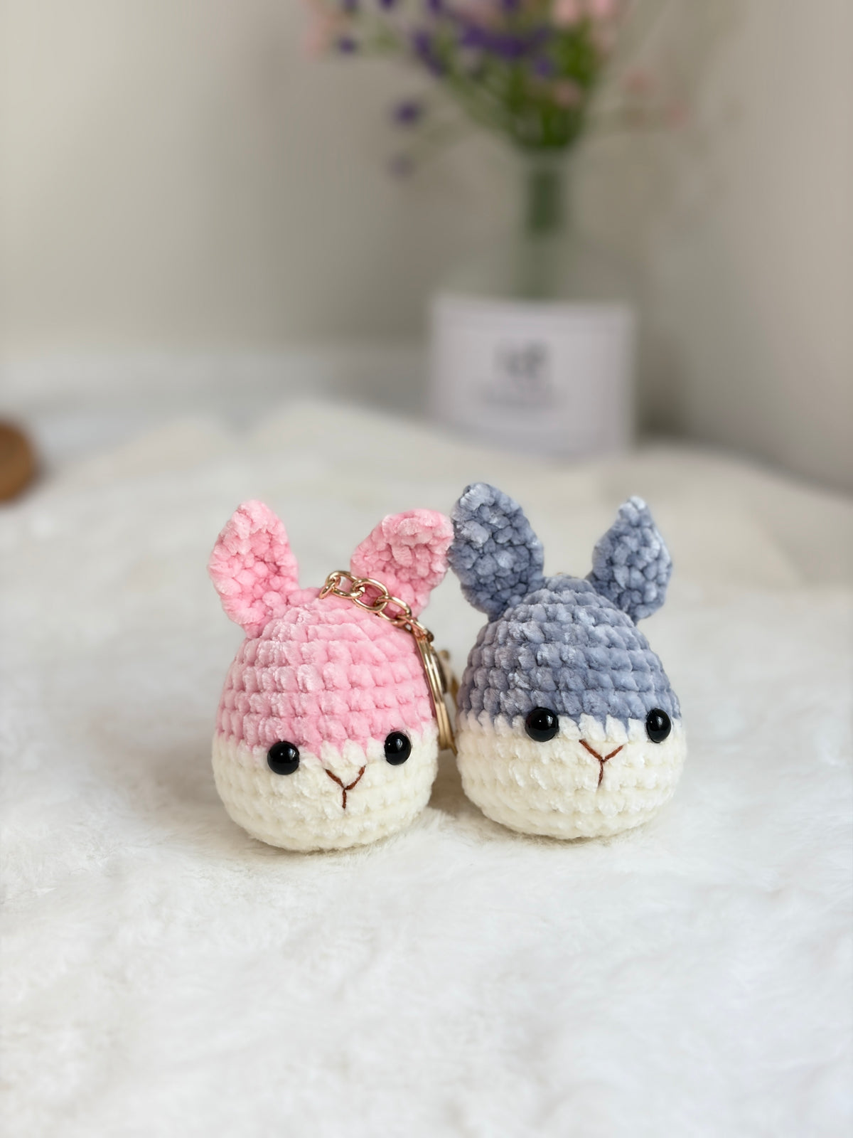 Sweet Bunny Keychain | Chenille Yarn 🐰