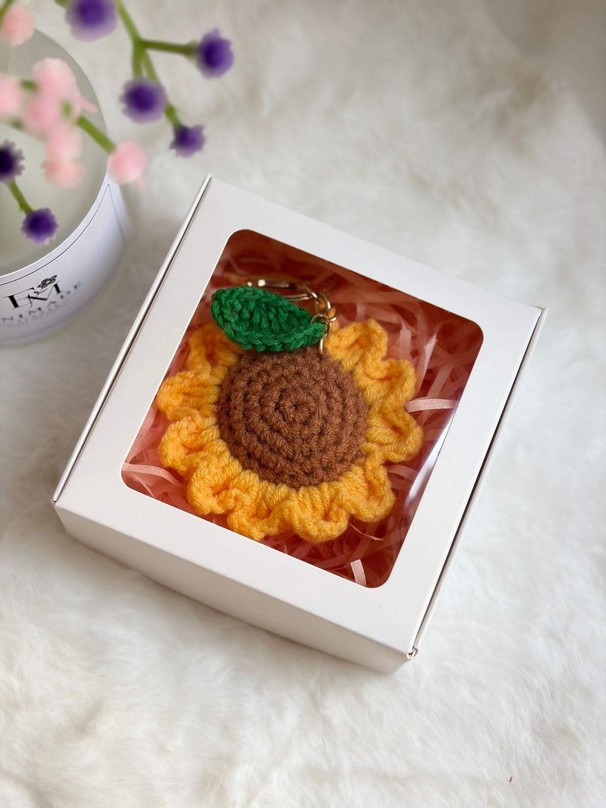 Sunflower with Leaf Keychain 🌻🍃