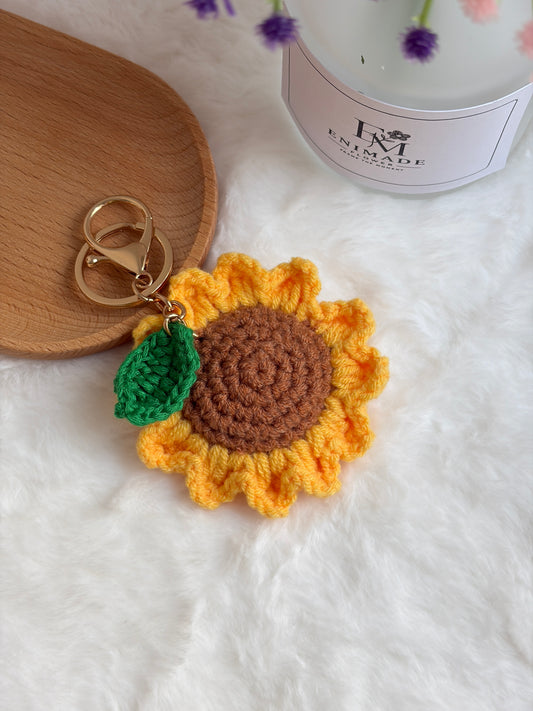 Sunflower with Leaf Keychain 🌻🍃