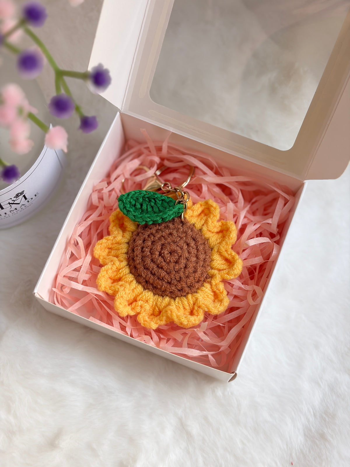 Sunflower with Leaf Keychain 🌻🍃