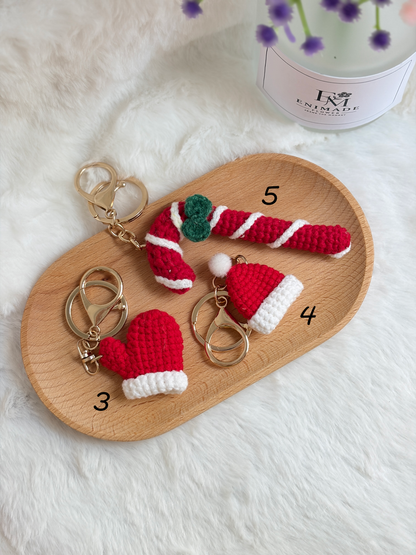 🎄 Merry Christmas Keychain | Santa | Hat | Glove | Wreath | Candy Cane | Bunny 🎅🎁