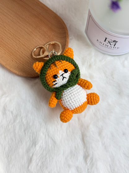 Orange Cat Keychain with Flower Hood 😻