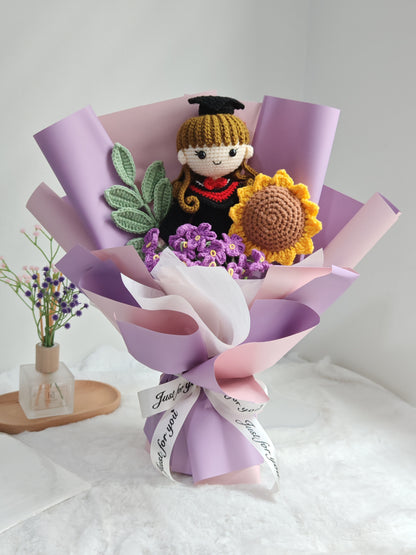 Dreamy Lavender Pink Graduation Bouquet 🎓 (20cm Doll)