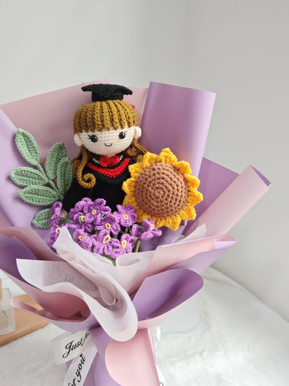 Dreamy Lavender Pink Graduation Bouquet 🎓 (20cm Doll)