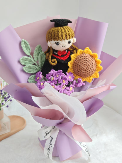 Dreamy Lavender Pink Graduation Bouquet 🎓 (20cm Doll)