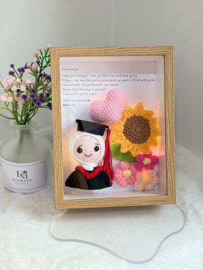 (Girl with Hijab) Sunny Graduation Flower Frame 🎓 (8 Inches)