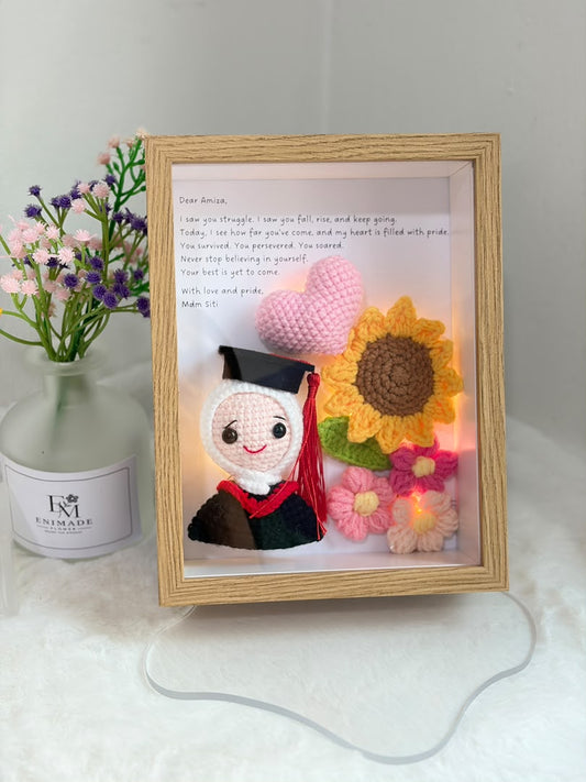 (Girl with Hijab) Sunny Graduation Flower Frame 🎓 (8 Inches)