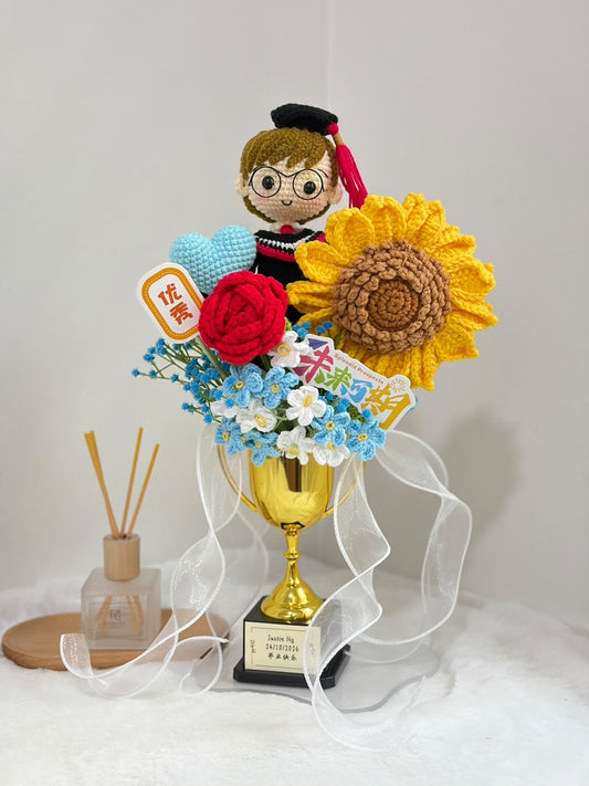 Graduation Trophy Bouquet | Sunshine Rose 🎓🏆 (20cm Doll)