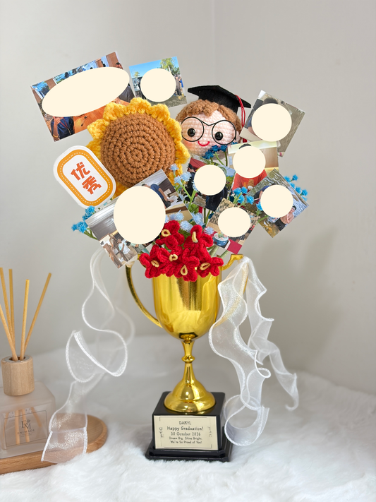 Graduation Trophy Bouquet + Photo | Sunflower Pop 🌻🎓🏆