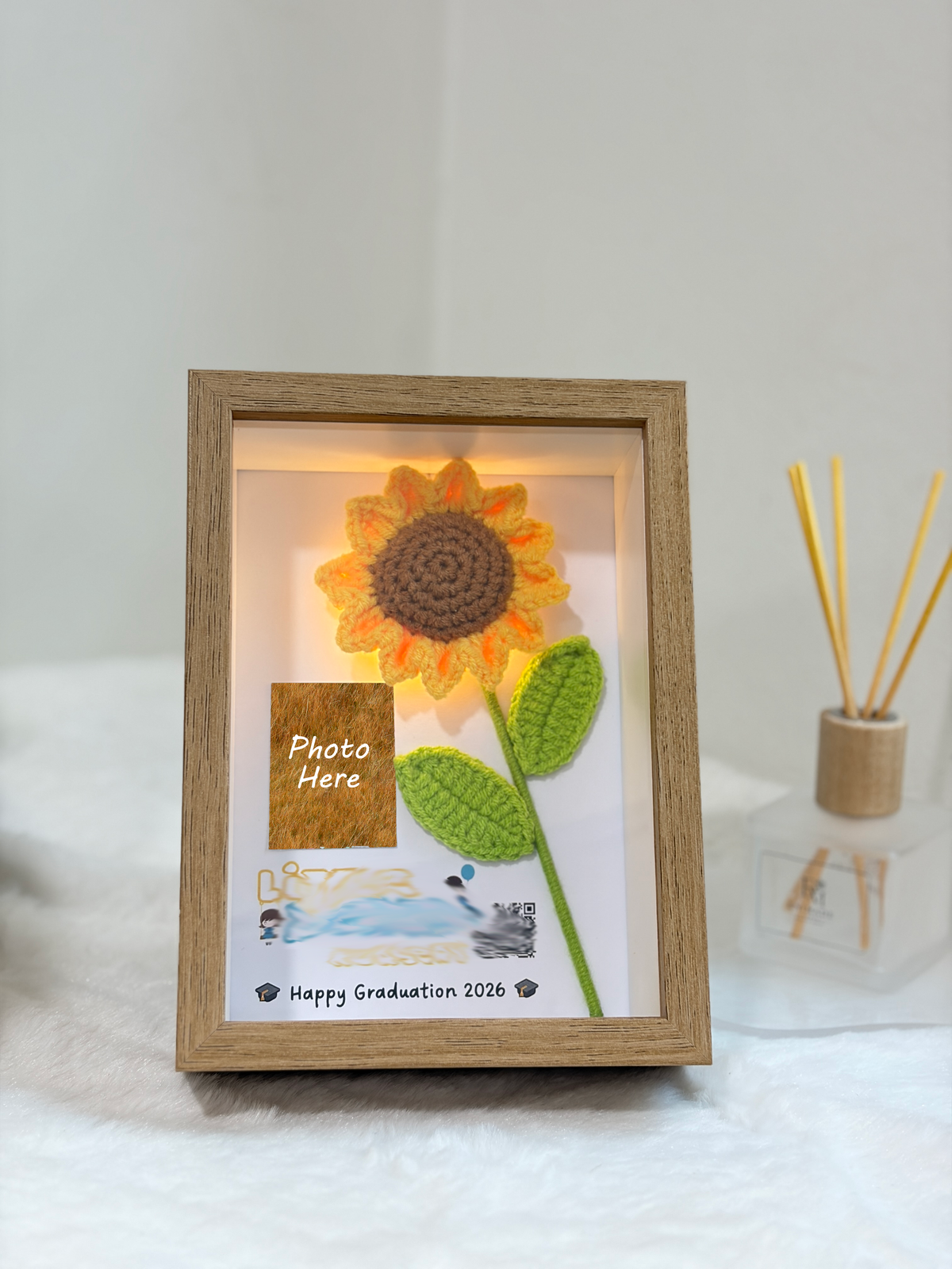 Stand Alone Sunflower Photo Frame | Mini Single Bouquet 🌻 (7 Inches)