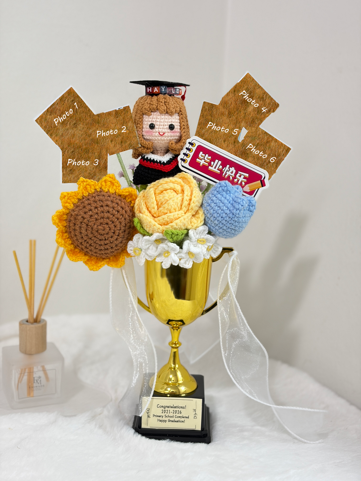 Graduation Trophy Bouquet + Photo | Flowers Bloom 🌻🎓🏆