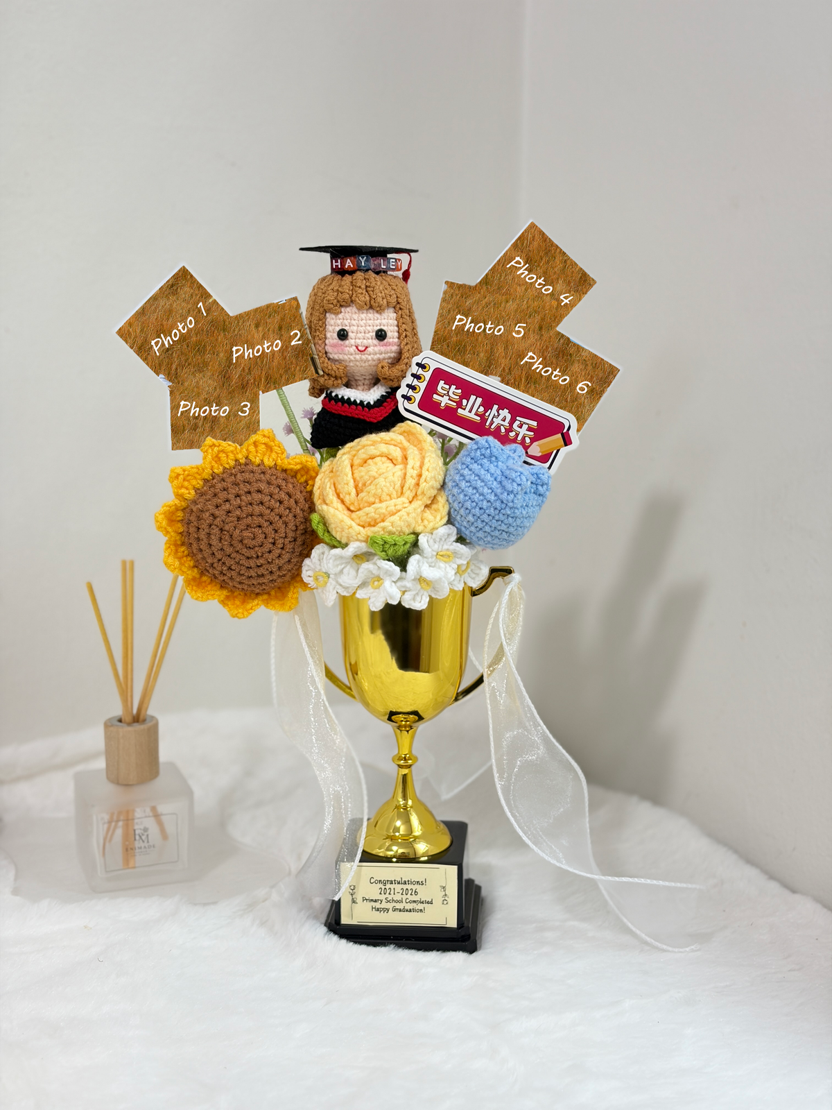 Graduation Trophy Bouquet + Photo | Flowers Bloom 🌻🎓🏆