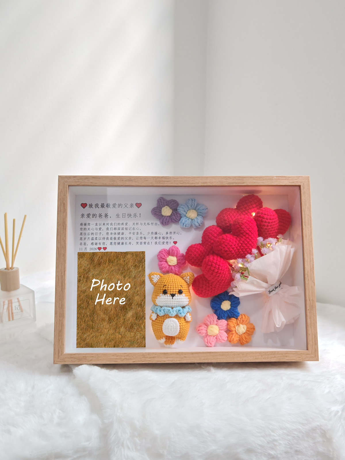 Birthday Photo Flower Frame | Thank You Father | Chinese Zodiac 🌻❤️📸 (A4 Size)