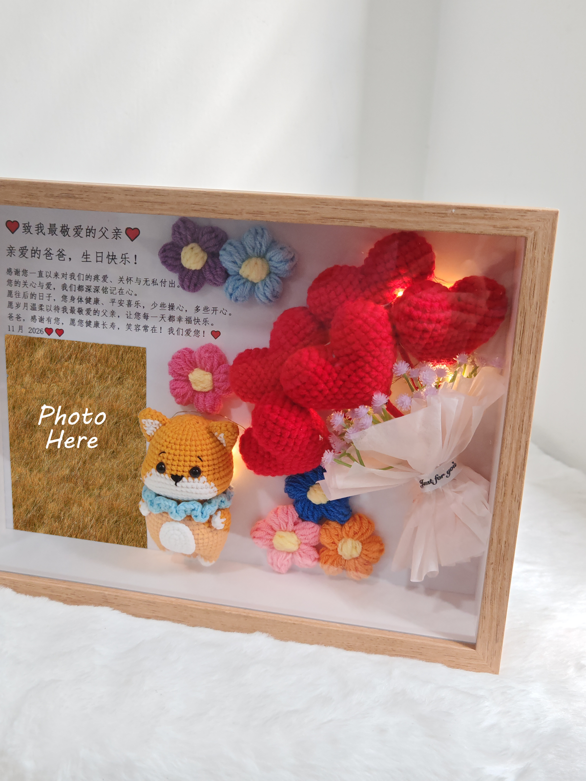 Birthday Photo Flower Frame | Thank You Father | Chinese Zodiac 🌻❤️📸 (A4 Size)